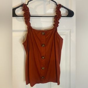 Brick Colored Ruffle Strap Tank (11-14 Large juniors)